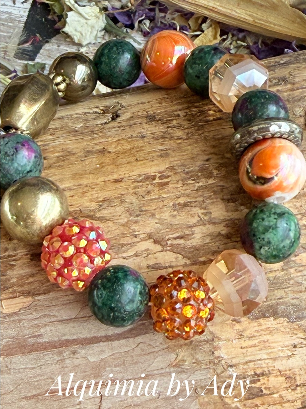 Ruby Zoisite and and gold chunky bracelet /Gemini grounding stone